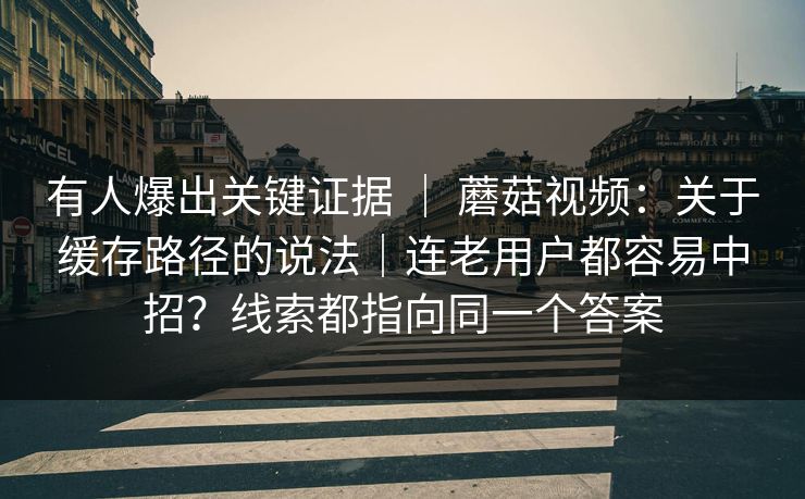 有人爆出关键证据 ｜ 蘑菇视频：关于缓存路径的说法｜连老用户都容易中招？线索都指向同一个答案