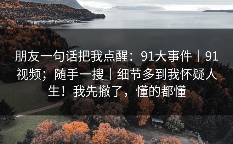 朋友一句话把我点醒：91大事件｜91视频；随手一搜｜细节多到我怀疑人生！我先撤了，懂的都懂